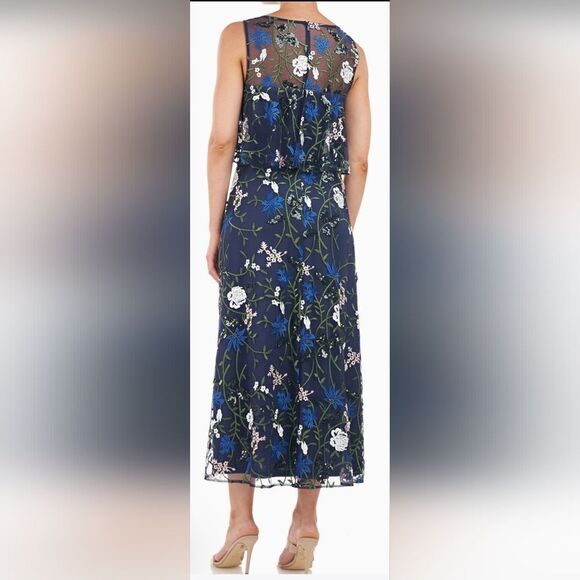 JS COLLECTION AMIRA POPOVER TEA LENGTH Floral DRESS NWOT size 12 - Picture 2 of 5